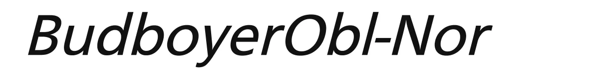 BudboyerObl-Nor original font preview