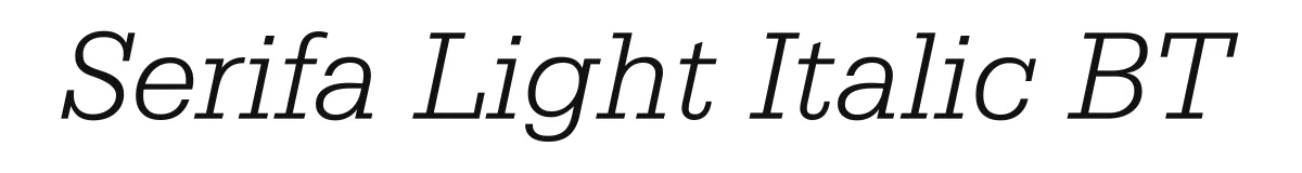Serifa Light Italic BT original font preview