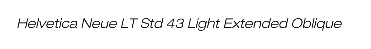 Helvetica Neue LT Std 43 Light Extended Oblique original font preview