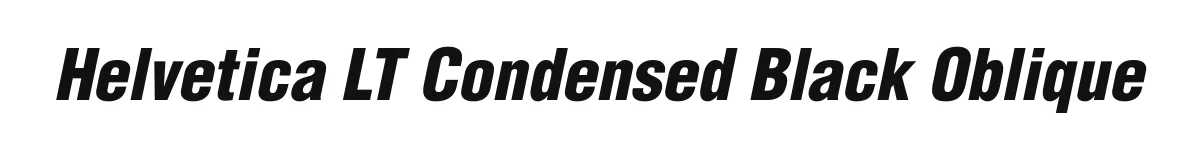Helvetica LT Condensed Black Oblique original font preview