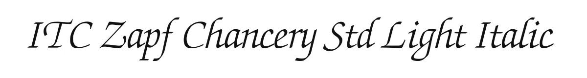 ITC Zapf Chancery Std Light Italic original font preview