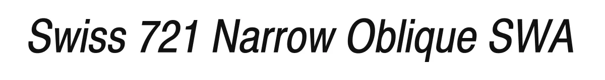 Swiss 721 Narrow Oblique SWA original font preview