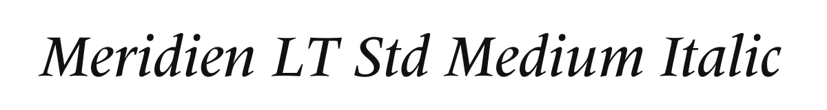 Meridien LT Std Medium Italic original font preview