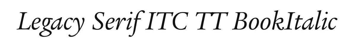 Legacy Serif ITC TT BookItalic original font preview