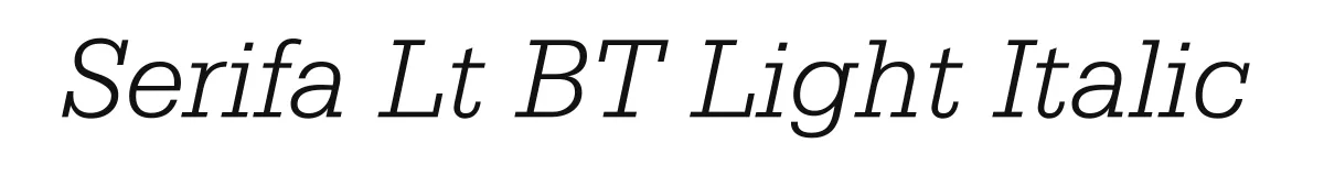 Serifa Lt BT Light Italic original font preview