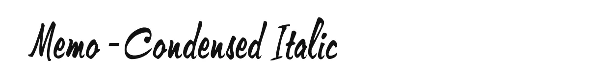 Memo-Condensed Italic original font preview
