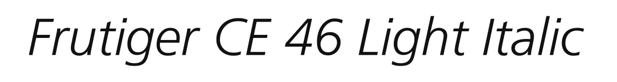 Frutiger CE 46 Light Italic original font preview