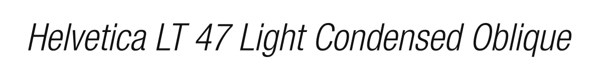 Helvetica LT 47 Light Condensed Oblique original font preview