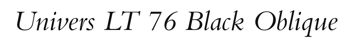 Univers LT 76 Black Oblique font preview