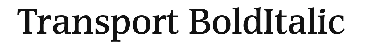 Transport BoldItalic font preview