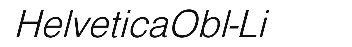 HelveticaObl-Li font preview