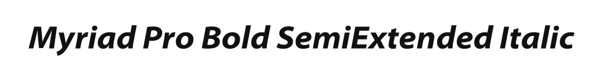 Myriad Pro Bold SemiExtended Italic original font preview