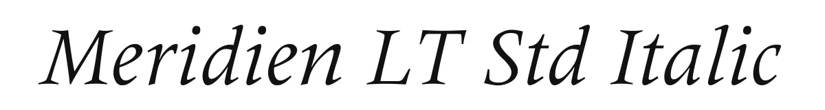 Meridien LT Std Italic original font preview