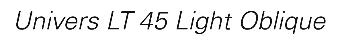 Univers LT 45 Light Oblique original font preview