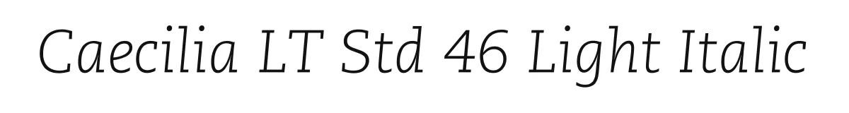 Caecilia LT Std 46 Light Italic original font preview