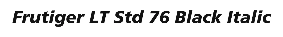 Frutiger LT Std 76 Black Italic original font preview