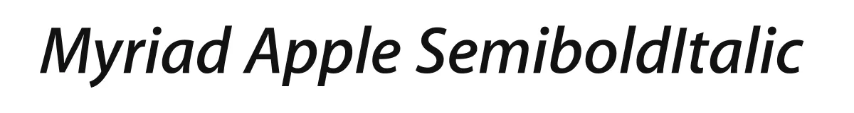 Myriad Apple SemiboldItalic original font preview