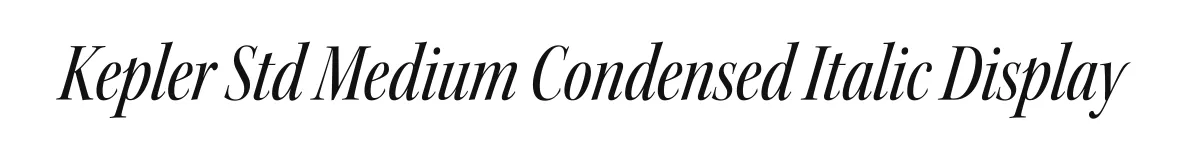 Kepler Std Medium Condensed Italic Display original font preview