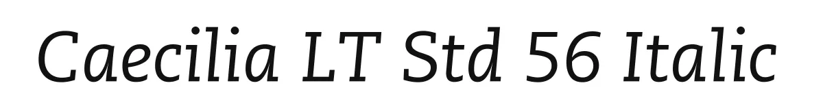 Caecilia LT Std 56 Italic original font preview