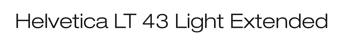Helvetica LT 43 Light Extended original font preview