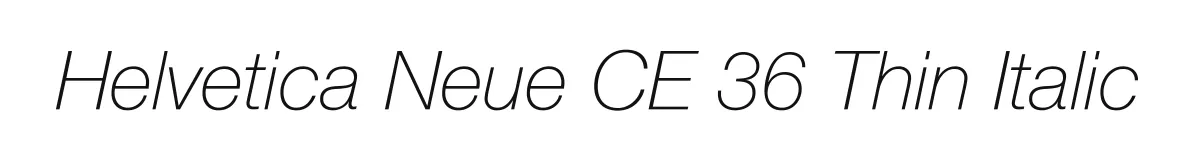 Helvetica Neue CE 36 Thin Italic original font preview