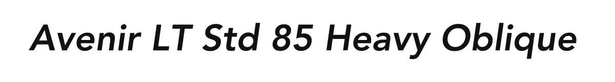 Avenir LT Std 85 Heavy Oblique original font preview