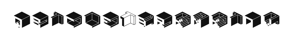 Qbicle1BRKMKinv original font preview