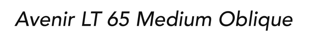Avenir LT 65 Medium Oblique original font preview