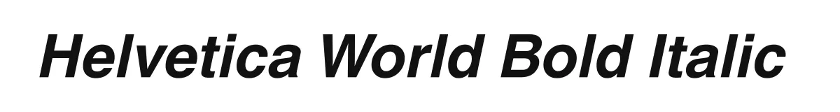 Helvetica World Bold Italic original font preview