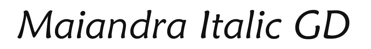 Maiandra Italic GD original font preview