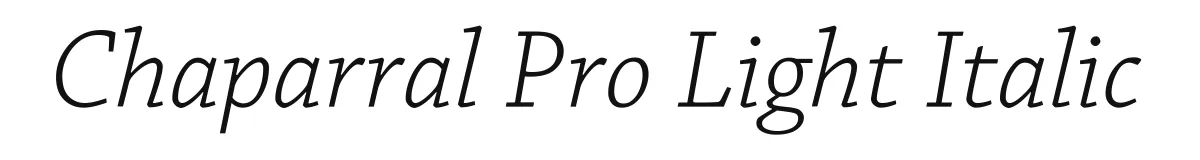 Chaparral Pro Light Italic original font preview