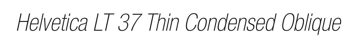 Helvetica LT 37 Thin Condensed Oblique original font preview