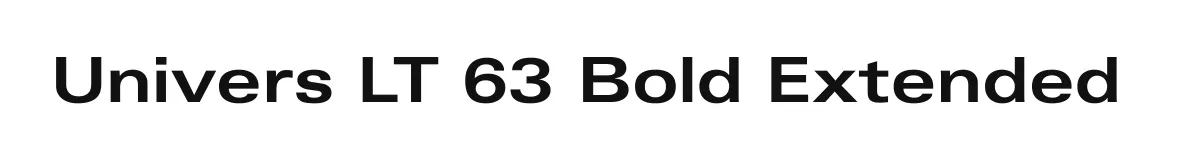 Univers LT 63 Bold Extended original font preview