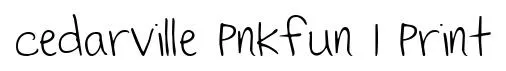 Cedarville Pnkfun 1 Print original font preview