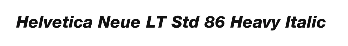 Helvetica Neue LT Std 86 Heavy Italic original font preview