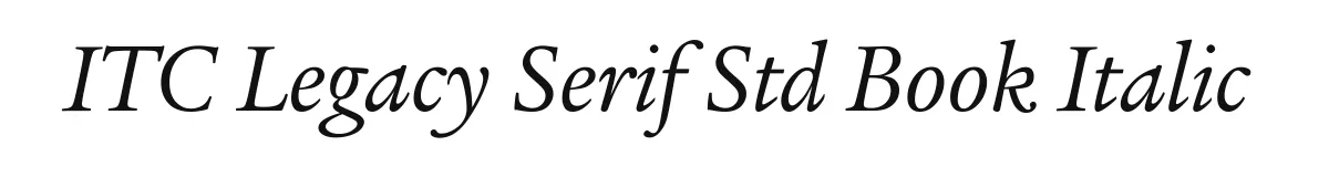 ITC Legacy Serif Std Book Italic original font preview
