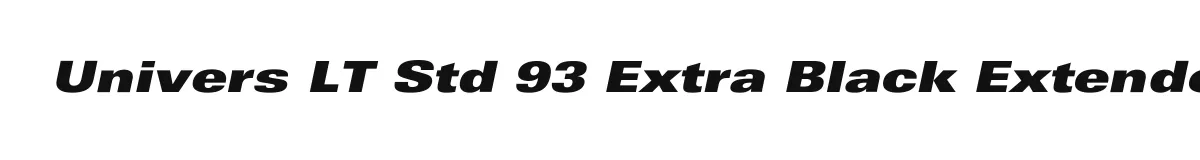 Univers LT Std 93 Extra Black Extended Oblique original font preview