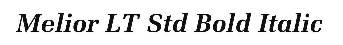 Melior LT Std Bold Italic original font preview
