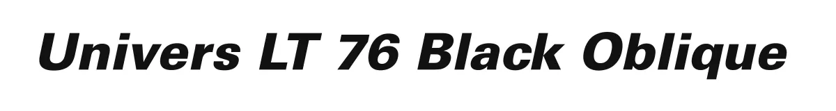 Univers LT 76 Black Oblique original font preview