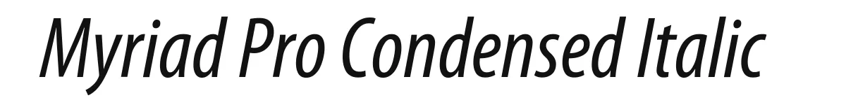 Myriad Pro Condensed Italic original font preview