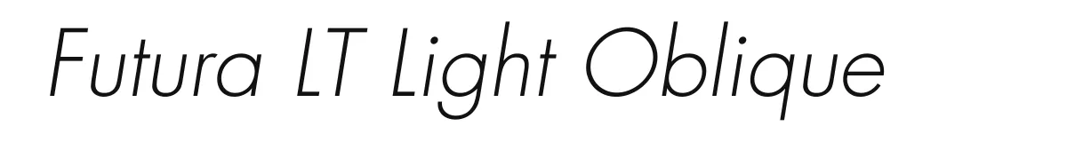 Futura LT Light Oblique font preview