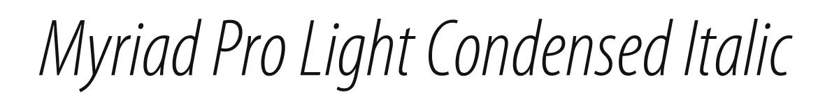 Myriad Pro Light Condensed Italic original font preview