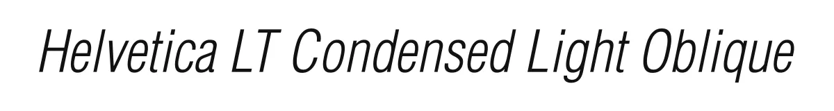 Helvetica LT Condensed Light Oblique original font preview
