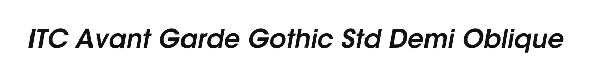 ITC Avant Garde Gothic Std Demi Oblique original font preview