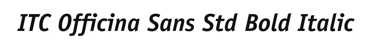 ITC Officina Sans Std Bold Italic original font preview