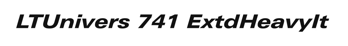 LTUnivers 741 ExtdHeavyIt original font preview