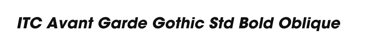 ITC Avant Garde Gothic Std Bold Oblique font preview