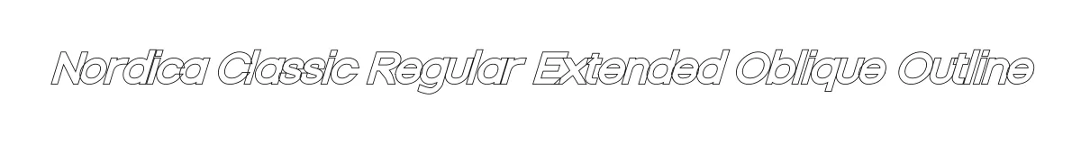 Nordica Classic Regular Extended Oblique Outline original font preview
