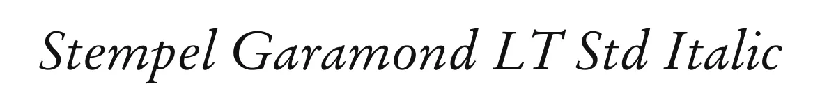 Stempel Garamond LT Std Italic original font preview