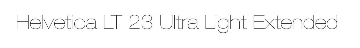 Helvetica LT 23 Ultra Light Extended original font preview